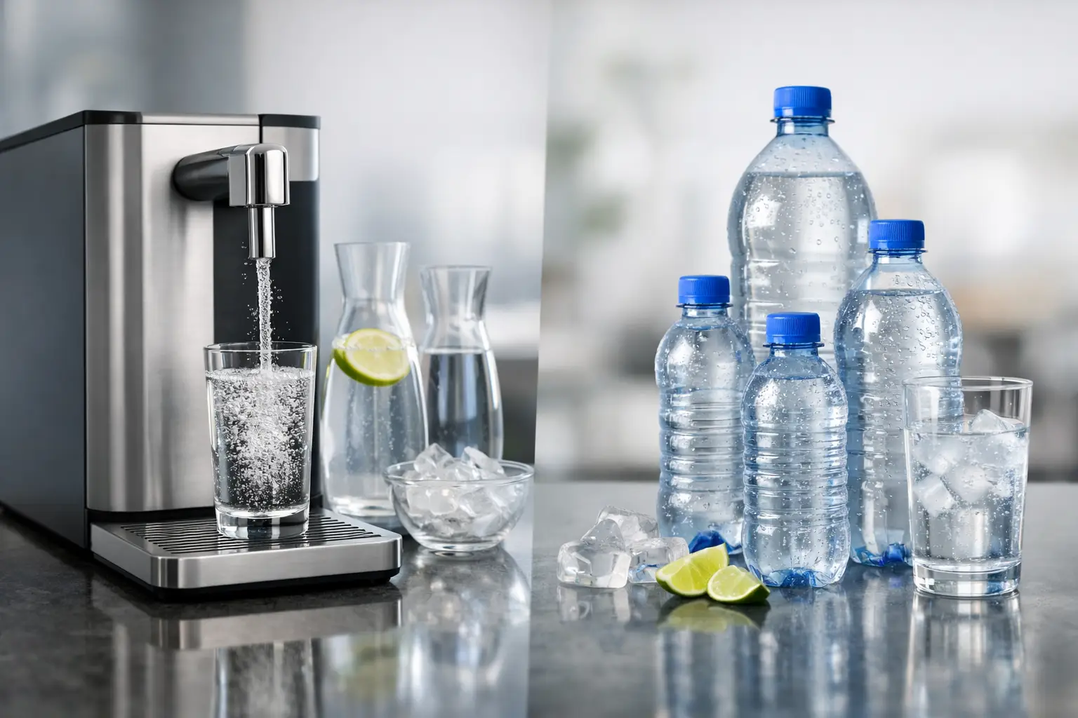 Tafelwasseranlage vs Flaschenwasser im Vergleich